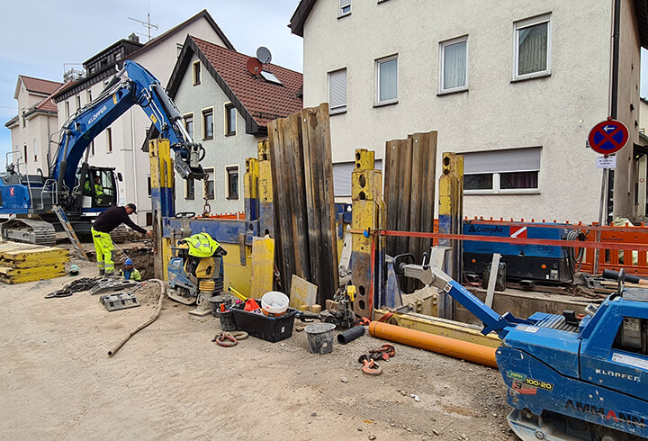 Neubau Abwasserkanal August Straße in Stuttgart-Untertürkheim