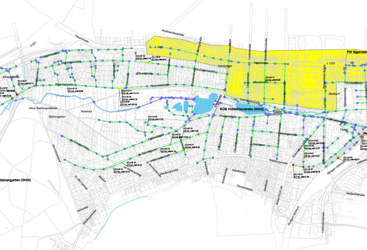 Kanalnetzberechnung Stuttgart Vaihingen-Möhringen
