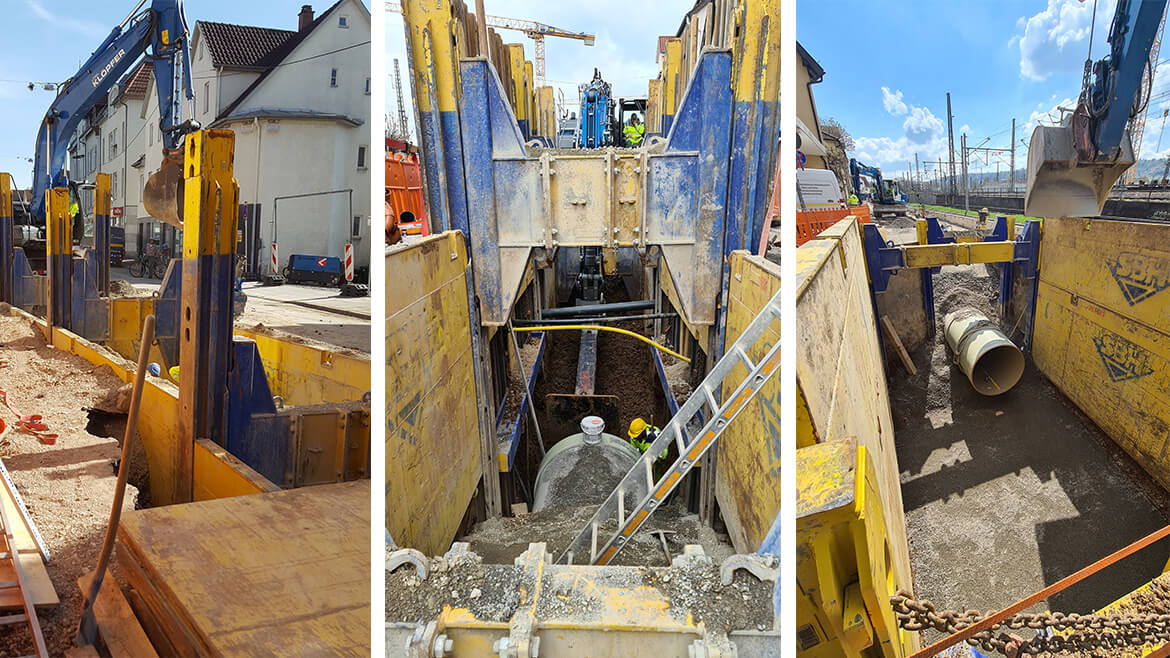 Neubau Abwasserkanal August Straße in Stuttgart-Untertürkheim